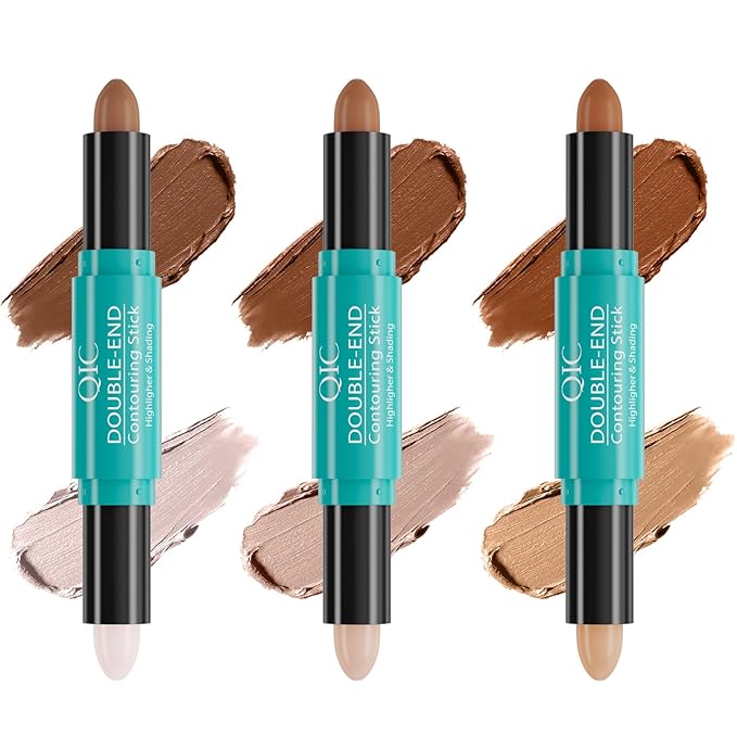 2-in-1 Contour & Highlighter Stick - Dual-Ended, Waterproof, Long-Lasting, for All Skin Tones (01# Ivory + Dark coffee)