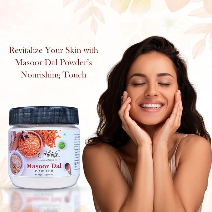 100% Natural Masoor Dal Powder | (3.5 Oz) Organic Lentils Powder for Face & Skin | Red Lentils Powder for Natural Face Pack | Dried Masoor Dal Cleansing Powder & Skin Brightener for Face