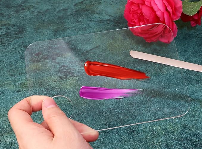 1set Plastic Makeup Mixing Palette and Spatula Cosmetic Palette Foundation Palette For Nail Art Eye Shadow Lipsticks Mixing Makeup Tools Makeup Applicator Kit (3.94x5.83inch)