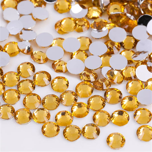 1000 Pieces SS20 5mm Flatback Rhinestones Clear Glass Round Gems Crystals for Nail Art DIY Crafts Clothes Shoes Bags （Golden Yellow）