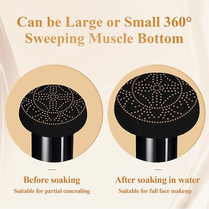 Mushroom Head Air Cushion CC Cream Foundation - Moisturizing & Long-Lasting BB Cream Concealer Makeup Base for All Skin Types, Brighten Long - Lasting Even Color Correcting Concealer (Medium Deep)