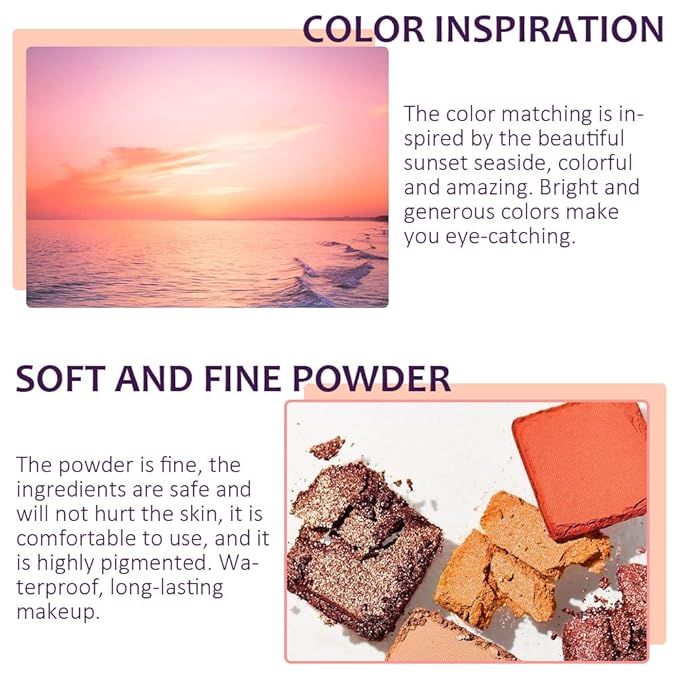 16 Girds Colorful Matte Shimmer Eyeshadow Palette for Eye Makeup,High Pigmented Eye Shadow Primers Powder Palet de sombras de ojos-Glitter Color#