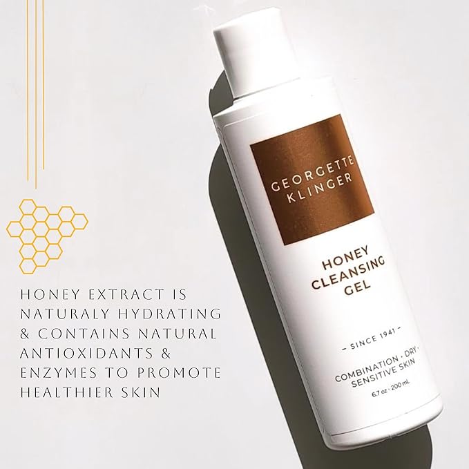 Georgette Klinger Honey Cleansing Gel - Gentle, Hydrating Cleanser, Daily Face Wash, Removes Dirt, Free Radicals with Moisturizing Manuka, Honeysuckle for Normal, Dry, Sensitive Skin - 6.7