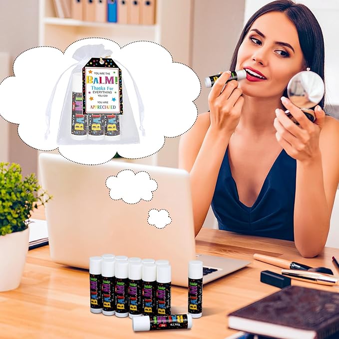 100 Pack Employee Appreciation Gifts Bulk Lip Balms Favors Bulk Small Thank You Gifts Team Appreciation Inspirational Gifts for Women Men Coworkers Staff Teachers Nurses