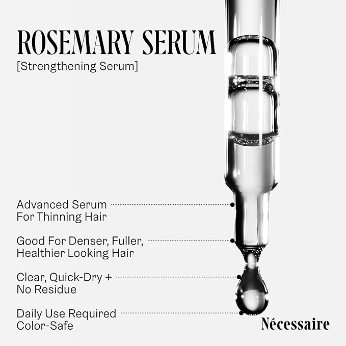 Nécessaire Rosemary Serum | For Denser, Fuller, Healthier Looking Hair Women & Men | 70% Rosemary Water, Oil, Extract + 5% Capixyl™| Good For Hair Thinning | Quick-Dry, No Residue | Vegan | 1 fl oz