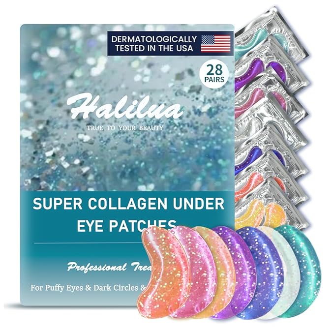 28 Pairs Under Eye Patches, Natural Collagen Eye Patches for Puffy Eyes, Under Eye Mask Patches for Face, Reduce Dark Circles, Fine Lines and Puffiness, Refreshes Your Skin, Eye Moisturizer Treatment
