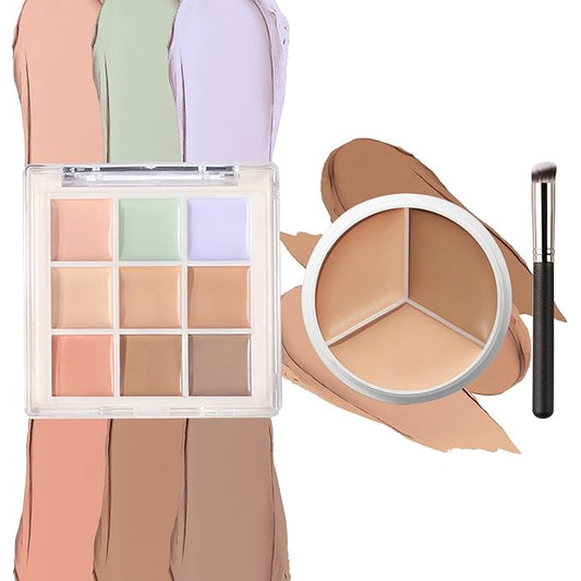 12 Colors Correcting Concealer Palette Kit with Brush,Cream Makeup Contour Palette for All Skin Type,Color Corrector Concealer Foundation Palette for Conceals Dark Circles & Blemish