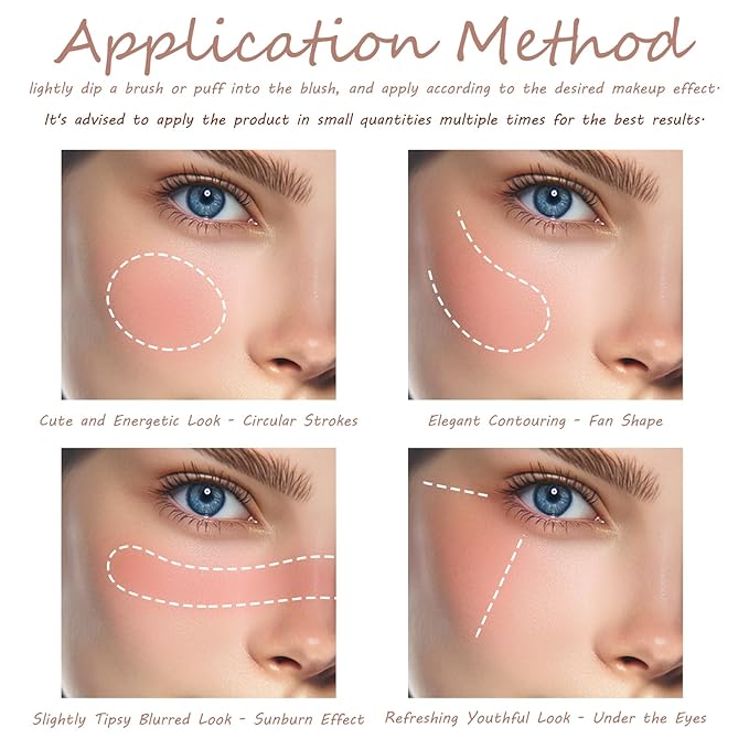 3 Color Matte Pink Blush Palette with Brush, Long Lasting Cheek Makeup, Light and Smooth Blush Powder for Face Beauty