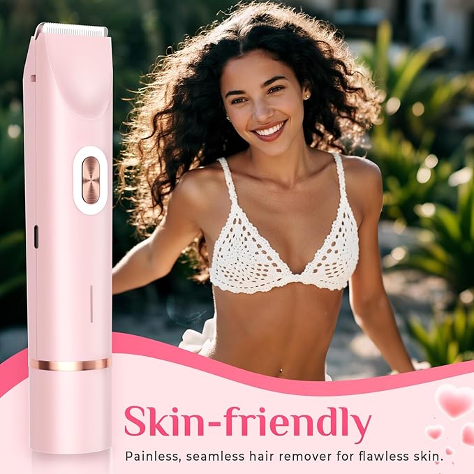 2025 New 2-in-1 Electric Bikini Trimmer for Women - Dual Head Electric Razor,Waterproof Painless Bikini Shaver, Pubic Hair Trimmer for Private Area & Body Hair, Pink