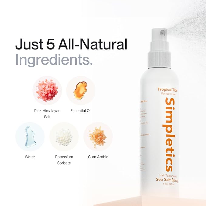 Himalayan Sea Salt Spray for Hair - All Natural, 5 Ingredient Texturizing and Volumizing Product - Beach Look To Add Volume & Texture - Unisex - 240ml