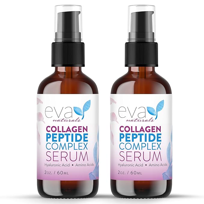 Collagen Peptide Serum for Face – Anti Aging Facial Treatment with Peptides & Hyaluronic Acid – Gentle for Sensitive Skin, Microneedling Pen, Derma Roller, Skin Firming & Hydrating (2 Oz) (2 Pack)