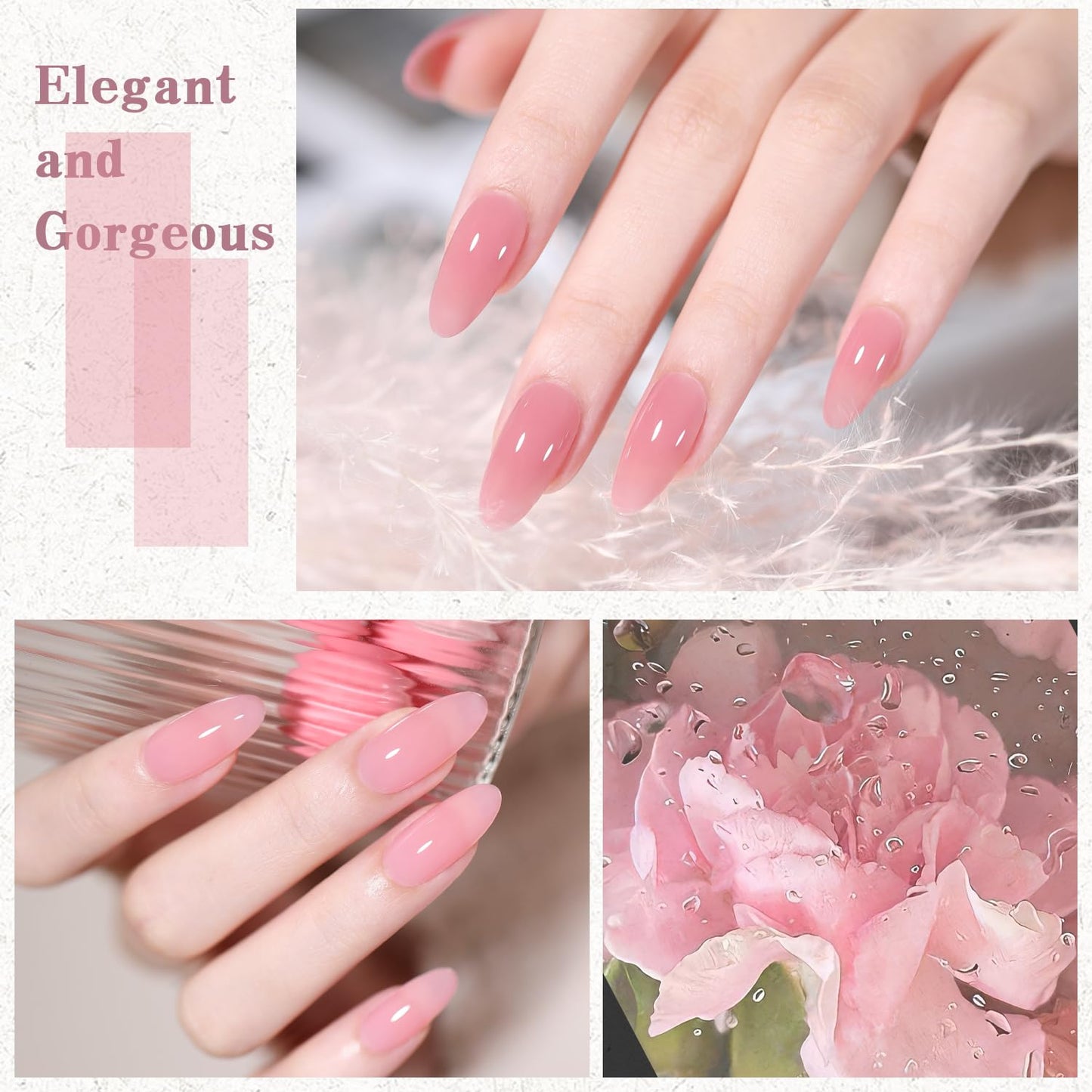 Jelly Nude Gel Nail Polish Set, 10Pcs Sheer Milky White Pink Transparent Gel Polish Kit UV LED Nail Gel Polish Colors Varnish Nail Art DIY Salon 7ML