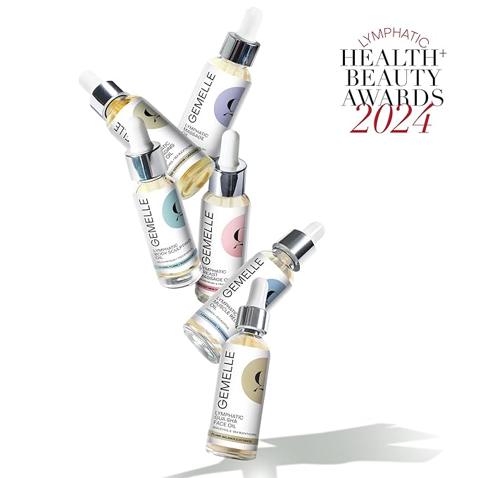 GEMELLE Lymphatic Anti-Aging Face Oil | 10x Award Winner | Vitamin C,E,A | Moisturize, Repair & Protect | Premium Natural Botanical Oil | Use with Face Massage, Lymphatic Drainage Massager - 30ml