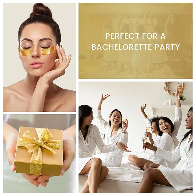 16 Pairs Gold Under Eye Patches with 2 pieces of Lip Mask | Under Eye Mask Dark Circles and Puffiness | Wrinkles Patches with Hydrogel | Collagen Eye Pad