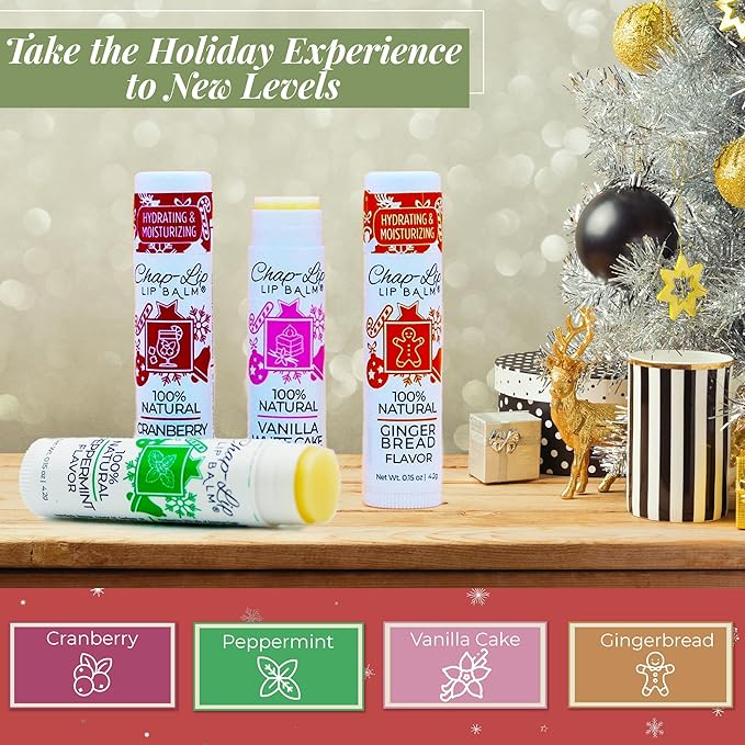 100% Natural Lip Balm Set - Beeswax Natural Christmas Gifts for Her - Lip Moisturizer for Dry Lips, Cocoa Butter - Petroleum Free, 24 Count, 2 Pack