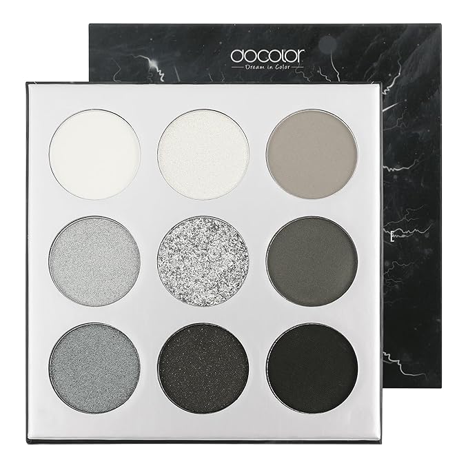 docolor Eyeshadow Palette 9 Colors Black Eyeshadow Gemstone Shadow Palette Highly Pigmented Mattes Shimmers Smokey Glitter Cream Colorful Powder Blendable Long Lasting Waterproof Makeup Palette