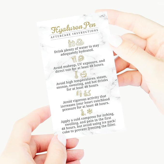 100 Pack - Premium Hyaluron Pen Lip Filler Aftercare Instructions Card 2 x 3.5" Accessories Supplies Kit Care - HP22A100_N