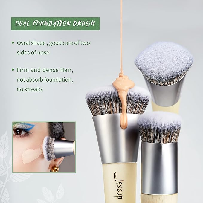 Jessup Vegan Makeup Brushes Set Premium Synthetic Powder Foundation Highlight Concealer Eyeshadow Blending Eyebrow Liner Spoolie Brush Set Burlywood 12pcs T327