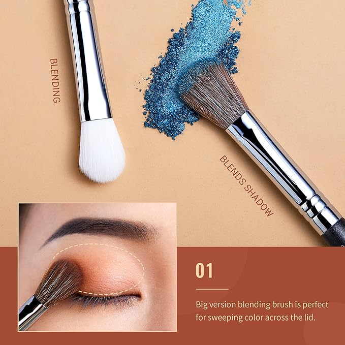 Jessup Eyeshadow Brush Set Professional Eye Blending Brushes for Lid Small Fluffy Soft Eye Brushes 10pcs, T331
