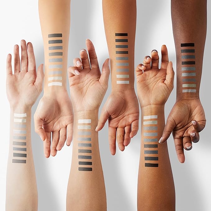 ecofavor Black Smoky Eye shadow Palette, DE’LANCI PANDA 9 Colors True Black Dark Grey Smokey Goth Makeup Pallet, 9 Soft Matte Shimmer High Pigmented Basic Black White Gray Shade for Halloween