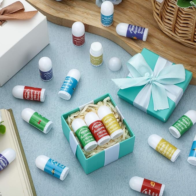 25 Pcs Thank You Gifts Mini Lip Balm Bulk Gifts for Coworkers Inspirational Appreciation Gifts Natural Ingredients Dry Chapped Lip Care Products for Employee Women Teacher, Assorted Flavors