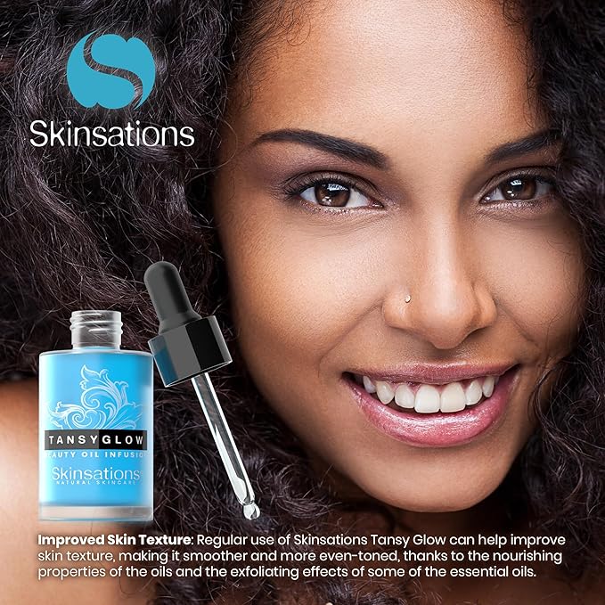 Skinsations - Balancing Face Oil Infusion - TANSY GLOW - Soothing and Calming, Skin Regenerative, Hydrating, Anti-Aging Skin Care - Blue Tansy, Neroli Oil, Chamomile, Moringa Oil, Vitamin C, Vitamin E