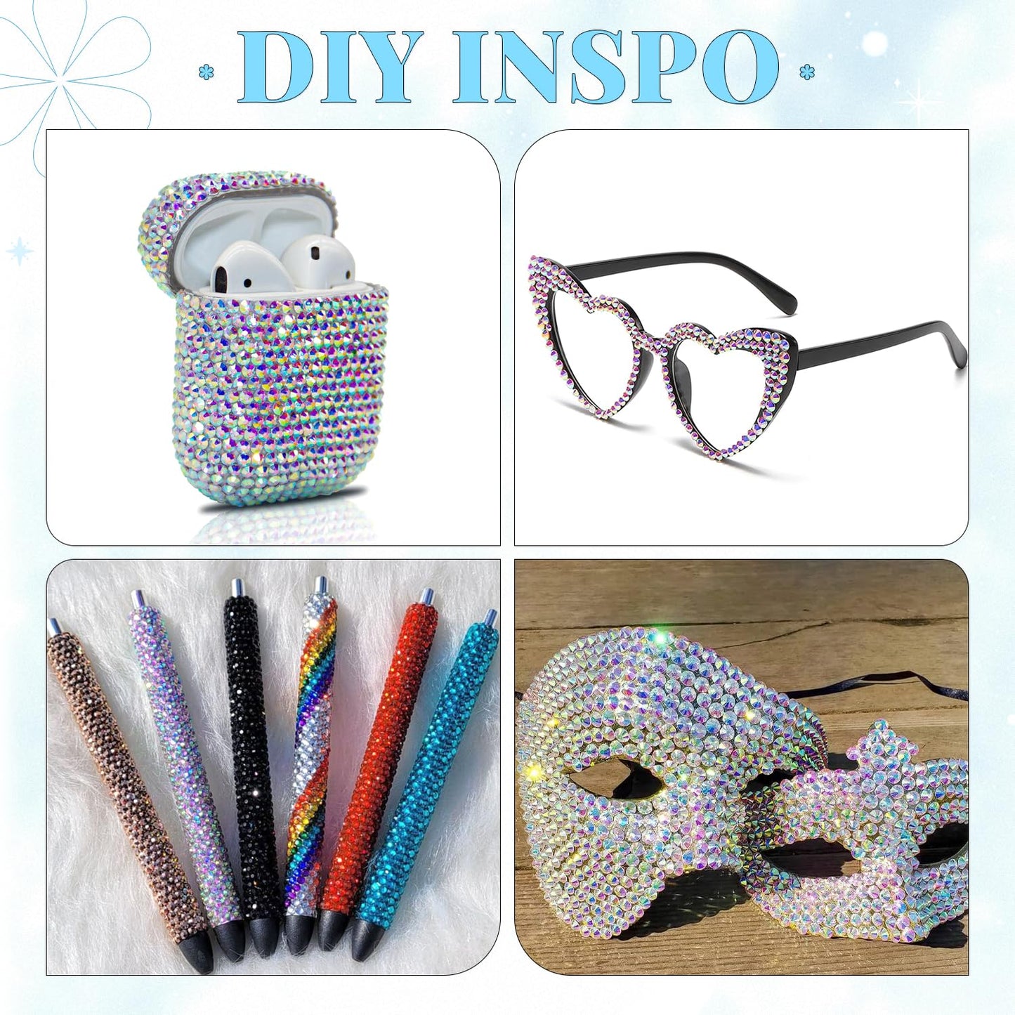 6000Pcs Resin Rhinestones for Bedazzling with 3Pcs B7000 Jewelry Glue, 1 Box AB Flatback Rhinestones for Crafting Crafts DIY, Crystals Gems for Clothing Shoes Tumblers Nail Art Makeup