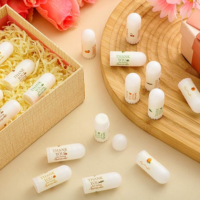 25 Pcs Mini Lip Balm Bulk 5 Assorted Flavors Thank You Lip Balm Employee Appreciation Gifts Dry Chapped Lip Care Products for Adults Coworkers Women Friend Wedding Bridal Shower Baby Shower