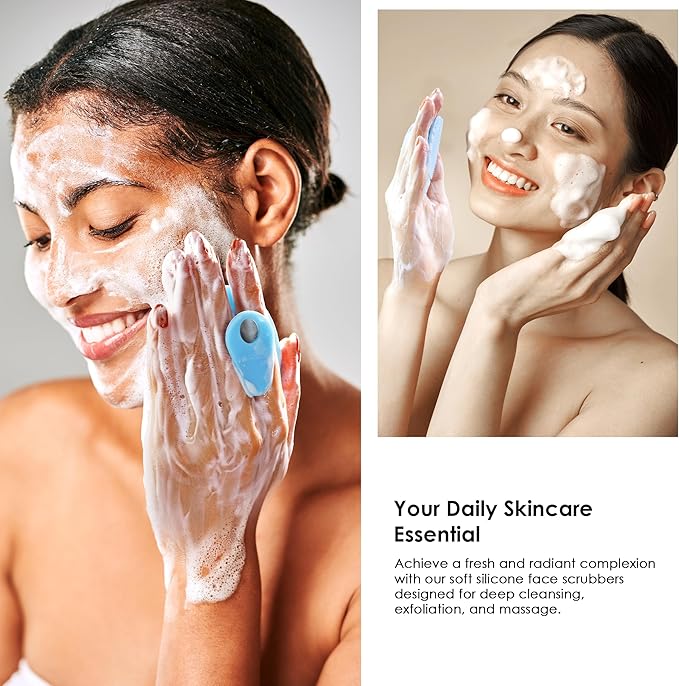 4 Pack INNERNEED Silicone Face Scrubber for Deep Cleansing and Exfoliation – Soft Facial Cleansing Brush, Gentle for All Skin Types, Blackhead Remover, Portable