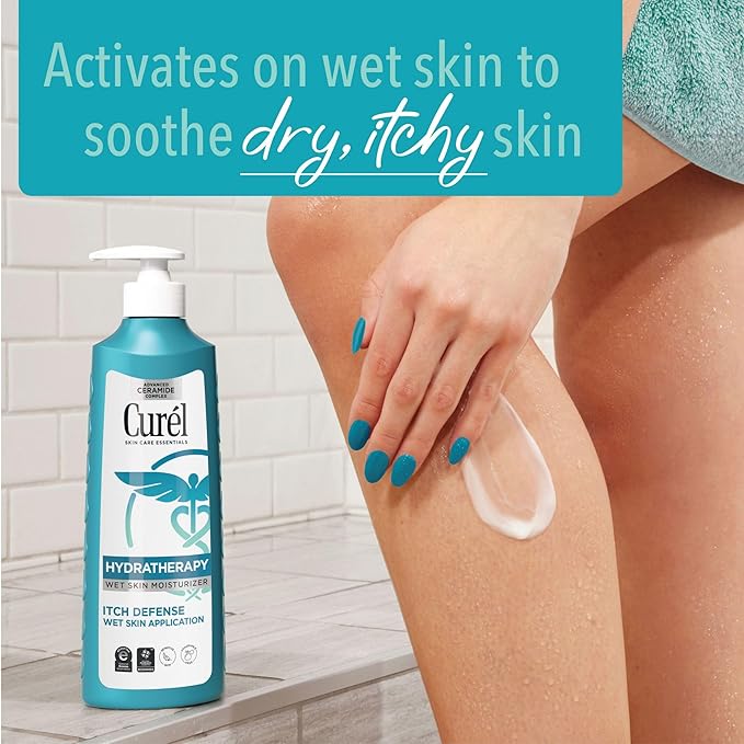 Curel Hydra Therapy Itch Defense Moisturizer and Body Wash Set, Wet Skin Lotion + Curel Itch Defense Calming Daily Cleanser, Body Wash, for Dry, Itchy Skin, 12 oz & 10 oz, Pack of 2