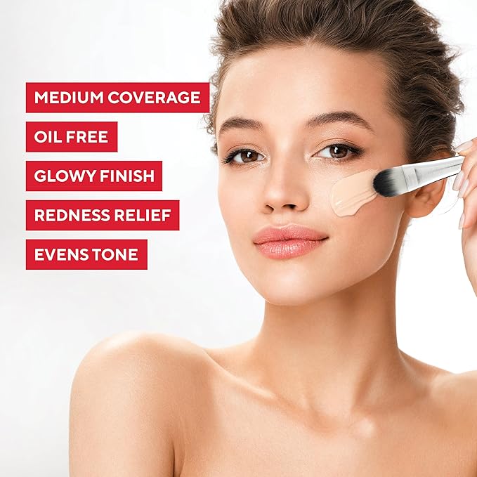 Mirabella Skin Tint Creme Liquid Foundation Makeup, Oil-Free Mineral Foundation for Medium Coverage - w/Hyaluronic Acid, Squalane, & Allantoin for All Skin Types - IIIW Warm