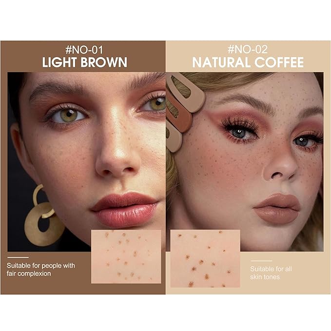 Freckle Pen Waterproof 2 Colors,Natural Lifelike Faux Face Freckle Makeup Pen,Magic Freckle Color,Waterproof Longlasting Soft Small Sopt Pen,For Natural Effortless Sunkissed Skin Makeup(2packs)