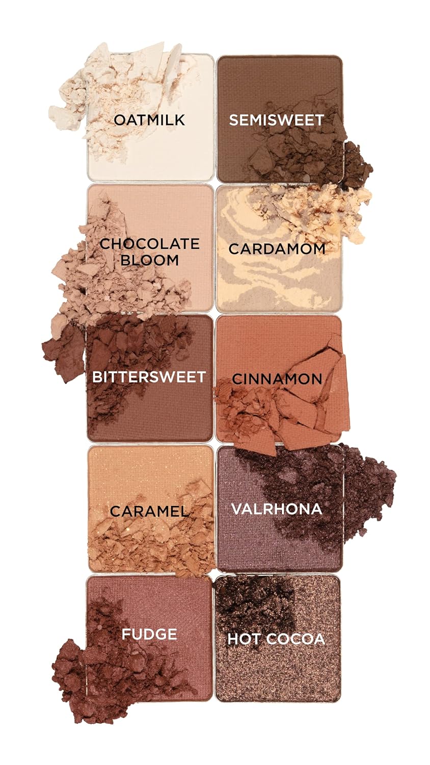 Pacifica Cocoa Nudes Mineral Eyeshadow Palette – 10 Shades Eye Makeup Naked Mineral Eye Shadow - Earth-Tone Rich Chocolate & Praline Neutral Talc-Free Highly Pigmented Cocoa Butter Clean Beauty Vegan