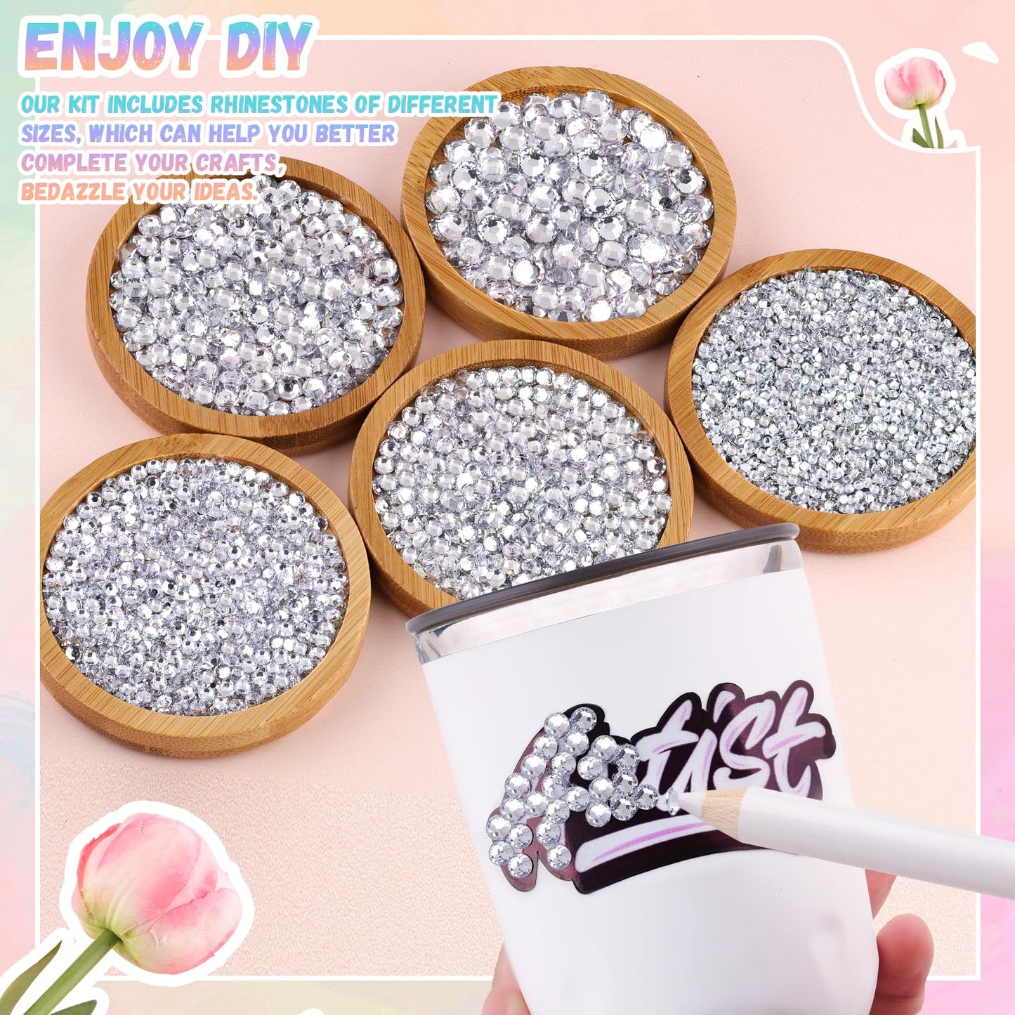 30000Pcs Resin Silver Clear Rhinestones for Bedazzling Crafting with b7000 Jewelry Glue, Bulk Flatback Gems Bedazzler Kit for Crafts Clothes Shoes Fabric Nail Diamond Art, Assorted Size 2/3/4/5/6mm