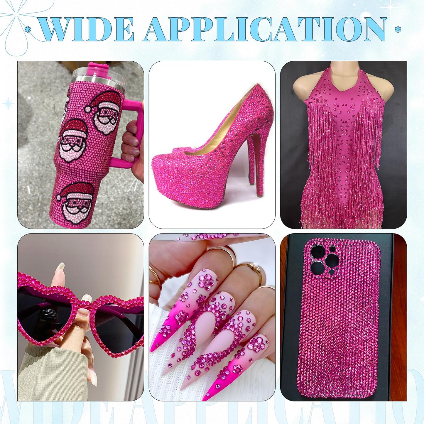 6000Pcs Resin Rhinestones for Bedazzling with 3Pcs B7000 Jewelry Glue, 1 Box Hot Pink Flatback Rhinestones for Crafting Crafts DIY, Crystals Gems for Clothing Shoes Tumblers Nail Art Makeup