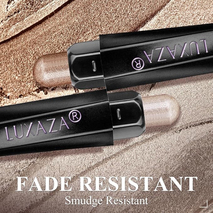 Neutral Eyeshadow Stick Makeup Set, Metallic Shimmer Matte Cream Eye Shadow Eyeliner Brightener Pencil Crayon - Cinnamon Coco