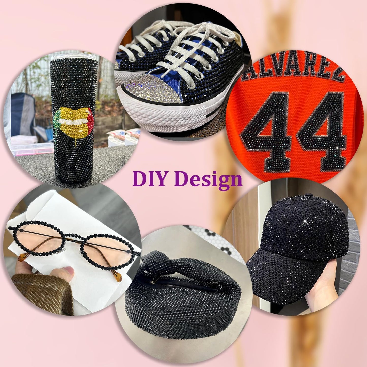 30000Pcs Resin Rhinestones for Bedazzling with Tweezers, Black Rhinestones for Crafting with B7000 Jewelry Glue for DIY Crafts Clothing Tumblers Shoes Fabric Nail Art