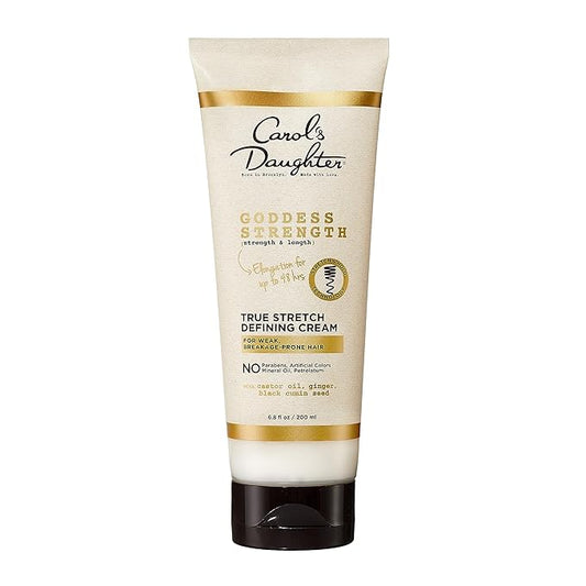 Carol's Daughter Goddess Strength True Stretch Defining Hair Cream For Waves, Coils and Curls, Curl Defining Cream with Castor Oil, 6.8 Fl Oz