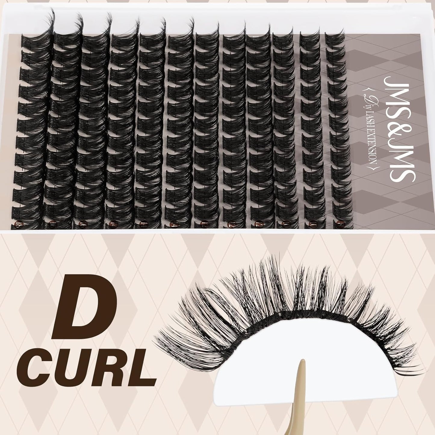 JMS&JMS Lash Clusters Kit Lash Extension Kit with Lash Bond and Seal Eyelash Applictor Lash Remover Eyelash Brush Lash Extension Kit for Beginner (MISS BELLA-8-18mix)