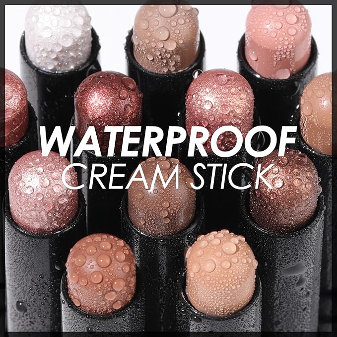 FOCALLURE Shimmer and Matte Cream Eyeshadow Stick,Smooth Brilliant Eye Brightener Pencil for Women,Long Lasting Waterproof Eye Shadow and Liners Makeup,SOFT PINK