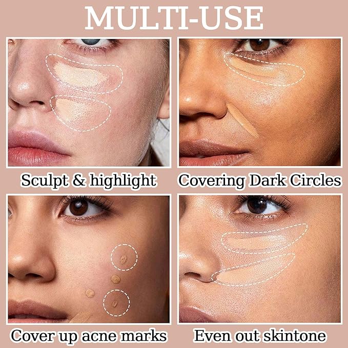 10 Colors Correcting Concealer Palette,Colors Corrector Palette,Moisturizing Full Coverage Liquid Foundation Cream Contour Makeup Palette with Brush