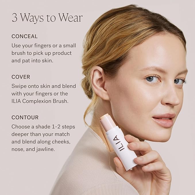 ILIA - Skin Rewind Complexion Stick - Foundation + Concealer + Skincare | Non-Toxic, Vegan, Cruelty-Free, Clean Makeup (2C - Balsa, 0.35 oz | 10 g)