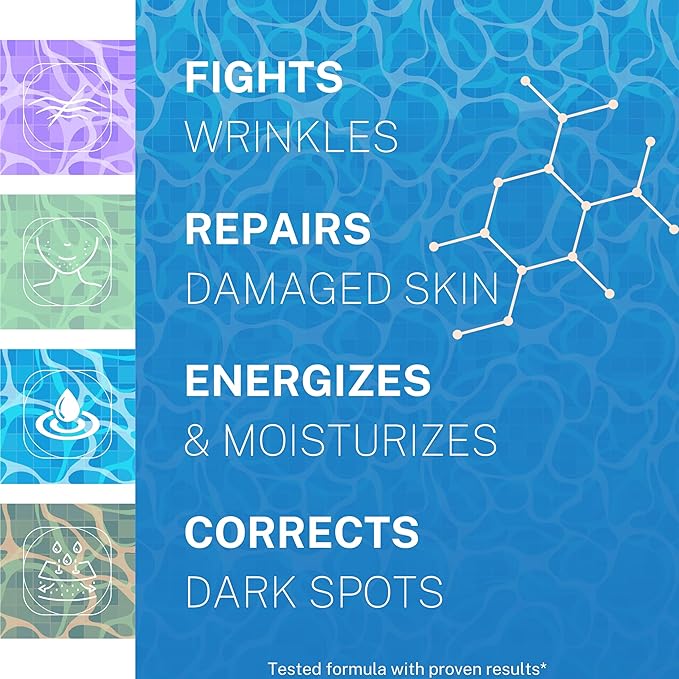 SKIN AURA Advanced Anti-Aging Serum - All-In-One Formula Visibly Improves Wrinkles, Fine Lines & Age Spots with 5 Vitamins + Minerals, Hyaluronic Acid & Collagen Peptides - 30ml (1oz)