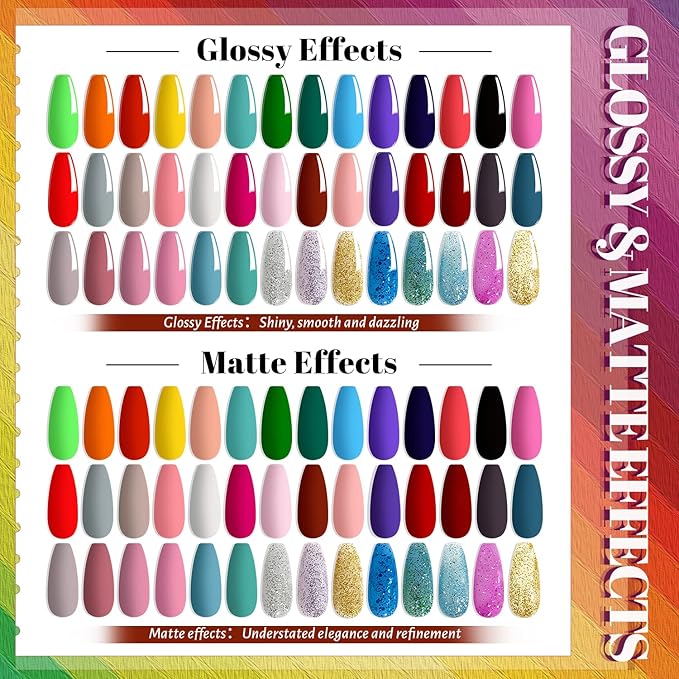 JEWHITENY 45 PCS Gel Nail Kit with 42 Colors Nail Polish Set Green Blue Red Pink Collection Gifts for Women
