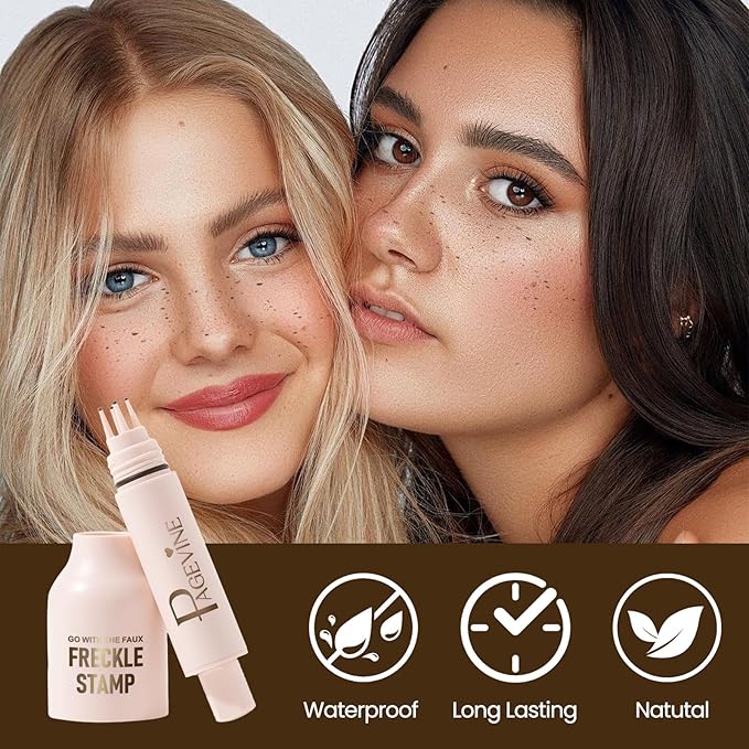 Freckle Stamp Pen, Fake Freckle Stamp Makeup Tool, Faux Freckle Stamp with Quick Dry 5-Point Multi-Prong Soft Tip, Waterproof & Long Lasting Lifelike Sunkissed Face Freckle Makeup (1# Light)