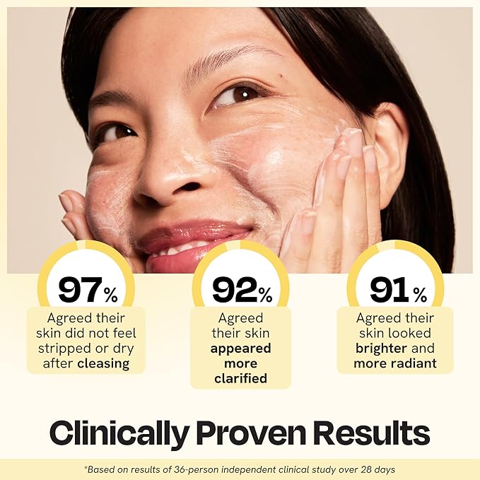 Gleamin Vitamin C Face Wash & Facial Cleanser - Cream to Foam 2% Salicylic Acid Cleanser with Paw Paw & Turmeric - Gentle Exfoliating Facewash for Women & Men, Oily & Combination Skin, 3.4 fl oz