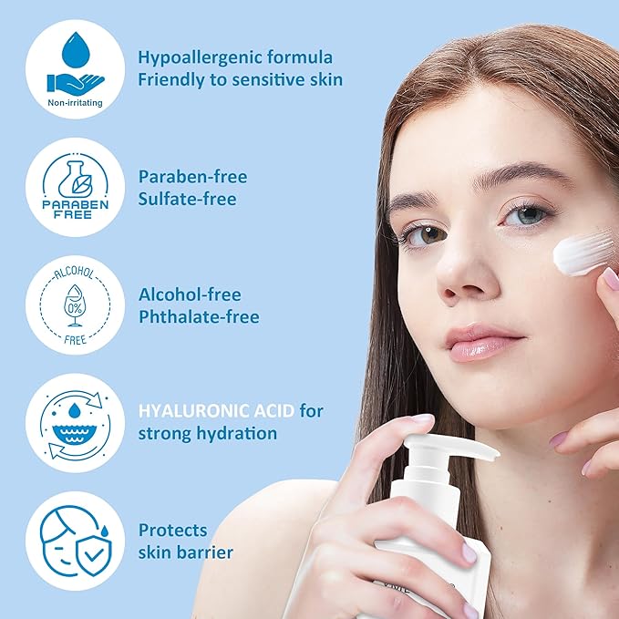 5 Step Skin Care Set, Large 17.6 Fl oz, All with Hyaluronic Acid Facial Skin Care Products, Makeup Remover, Cleanser, Toner, Serum, Lotion, Hydrating & Protect Skin, Sulfates & Paraben-Free