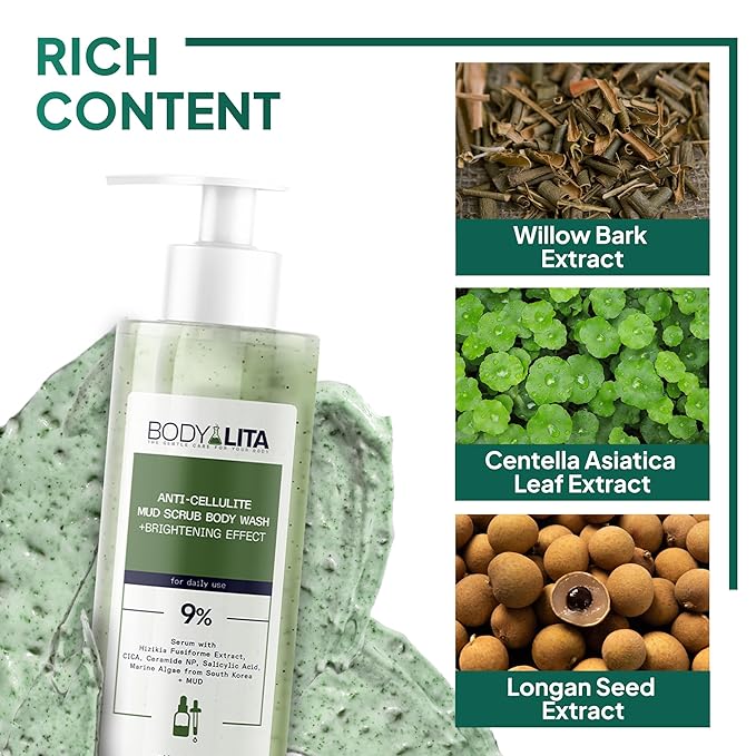 Anti Cellulite Mud Scrub Body Wash, Reduces Cellulite, Gentle Exfoliating, Improves Skin Texture, Provides a Smoother Look, 5.07 Fl Oz (1)