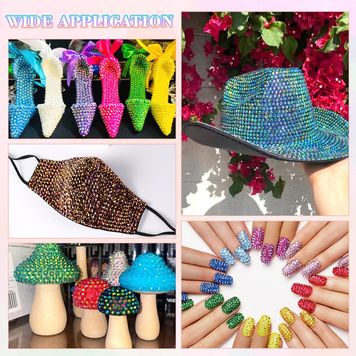 13000Pcs Resin Rhinestones with B7000 Jewelry Glue for Crafting, Multicolors 4mm Non Hotfix Flatback Gems, Bedazzling Crystal for DIY Crafts Clothing Tumblers Mugs Shoes Fabric Decor Nail Art