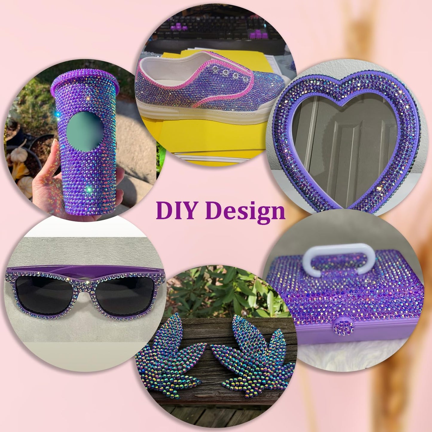 25000Pcs Resin Jelly Rhinestones with Tweezers for Crafting, Dark Purple AB Flatback Gems, Bedazzling Crystal with 3Pcs 10ml B7000 Jewelry Glue for DIY Crafts Clothing Tumblers Shoes Fabric Nail Art